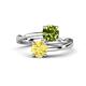 1 - Jianna 6.00 mm Cushion Peridot and Round Lab Created Yellow Sapphire 2 Stone Promise Ring 