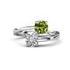 1 - Jianna 6.00 mm Cushion Peridot and IGI Certified Round Lab Grown Diamond 2 Stone Promise Ring 