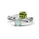 1 - Jianna 6.00 mm Cushion Peridot and Round Opal 2 Stone Promise Ring 