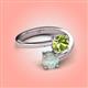 4 - Jianna 6.00 mm Cushion Peridot and Round Opal 2 Stone Promise Ring 