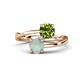 1 - Jianna 6.00 mm Cushion Peridot and Round Opal 2 Stone Promise Ring 