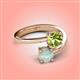 4 - Jianna 6.00 mm Cushion Peridot and Round Opal 2 Stone Promise Ring 