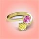 4 - Jianna 6.00 mm Cushion Lab Created Pink Sapphire and Round Lab Created Yellow Sapphire 2 Stone Promise Ring 