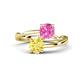 1 - Jianna 6.00 mm Cushion Lab Created Pink Sapphire and Round Lab Created Yellow Sapphire 2 Stone Promise Ring 