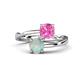 1 - Jianna 6.00 mm Cushion Lab Created Pink Sapphire and Round Opal 2 Stone Promise Ring 