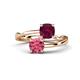 1 - Jianna 6.00 mm Cushion Rhodolite Garnet and Round Pink Tourmaline 2 Stone Promise Ring 