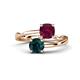 1 - Jianna 6.00 mm Cushion Rhodolite Garnet and Round London Blue Topaz 2 Stone Promise Ring 