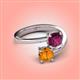 4 - Jianna 6.00 mm Cushion Rhodolite Garnet and Round Citrine 2 Stone Promise Ring 