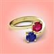 4 - Jianna 6.00 mm Cushion Lab Created Ruby and Round Blue Sapphire 2 Stone Promise Ring 