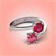 4 - Jianna 6.00 mm Cushion Lab Created Ruby and Round Pink Tourmaline 2 Stone Promise Ring 
