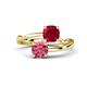 1 - Jianna 6.00 mm Cushion Lab Created Ruby and Round Pink Tourmaline 2 Stone Promise Ring 