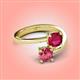 4 - Jianna 6.00 mm Cushion Lab Created Ruby and Round Pink Tourmaline 2 Stone Promise Ring 