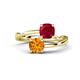 1 - Jianna 6.00 mm Cushion Lab Created Ruby and Round Citrine 2 Stone Promise Ring 