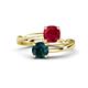 1 - Jianna 6.00 mm Cushion Lab Created Ruby and Round London Blue Topaz 2 Stone Promise Ring 