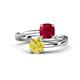1 - Jianna 6.00 mm Cushion Lab Created Ruby and Round Yellow Diamond 2 Stone Promise Ring 