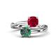 1 - Jianna 6.00 mm Cushion Lab Created Ruby and Round Lab Created Alexandrite 2 Stone Promise Ring 