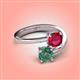 4 - Jianna 6.00 mm Cushion Lab Created Ruby and Round Lab Created Alexandrite 2 Stone Promise Ring 