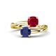 1 - Jianna 6.00 mm Cushion Lab Created Ruby and Round Iolite 2 Stone Promise Ring 