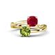 1 - Jianna 6.00 mm Cushion Lab Created Ruby and Round Peridot 2 Stone Promise Ring 