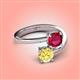 4 - Jianna 6.00 mm Cushion Lab Created Ruby and Round Natural Created Yellow Sapphire 2 Stone Promise Ring 