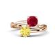 1 - Jianna 6.00 mm Cushion Lab Created Ruby and Round Natural Created Yellow Sapphire 2 Stone Promise Ring 