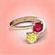 4 - Jianna 6.00 mm Cushion Lab Created Ruby and Round Natural Created Yellow Sapphire 2 Stone Promise Ring 