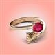 4 - Jianna 6.00 mm Cushion Lab Created Ruby and Round Smoky Quartz 2 Stone Promise Ring 