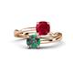 1 - Jianna 6.00 mm Cushion Lab Created Ruby and Round Lab Created Alexandrite 2 Stone Promise Ring 