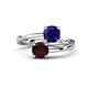1 - Jianna 6.00 mm Cushion Lab Created Blue Sapphire and Round Red Garnet 2 Stone Promise Ring 