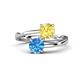 1 - Jianna 6.00 mm Cushion Lab Created Yellow Sapphire and Round Blue Topaz 2 Stone Promise Ring 
