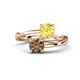 1 - Jianna 6.00 mm Cushion Lab Created Yellow Sapphire and Round Smoky Quartz 2 Stone Promise Ring 