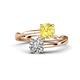 1 - Jianna 6.00 mm Cushion Lab Created Yellow Sapphire and GIA Certified Round Natural Diamond 2 Stone Promise Ring 