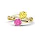1 - Jianna 6.00 mm Cushion Lab Created Yellow Sapphire and Round Lab Created Pink Sapphire 2 Stone Promise Ring 