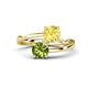 1 - Jianna 6.00 mm Cushion Lab Created Yellow Sapphire and Round Peridot 2 Stone Promise Ring 