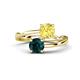 1 - Jianna 6.00 mm Cushion Lab Created Yellow Sapphire and Round London Blue Topaz 2 Stone Promise Ring 