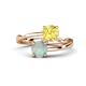 1 - Jianna 6.00 mm Cushion Lab Created Yellow Sapphire and Round Opal 2 Stone Promise Ring 