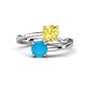 1 - Jianna 6.00 mm Cushion Lab Created Yellow Sapphire and Round Turquoise 2 Stone Promise Ring 