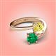 4 - Jianna 6.00 mm Cushion Lab Created Yellow Sapphire and Round Emerald 2 Stone Promise Ring 