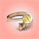4 - Jianna 6.00 mm Cushion Lab Created Yellow Sapphire and Round Smoky Quartz 2 Stone Promise Ring 