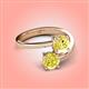 4 - Jianna 6.00 mm Cushion Lab Created Yellow Sapphire and Round Yellow Diamond 2 Stone Promise Ring 