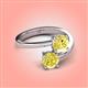 4 - Jianna 6.00 mm Cushion Lab Created Yellow Sapphire and Round Yellow Diamond 2 Stone Promise Ring 