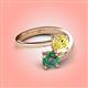 4 - Jianna 6.00 mm Cushion Lab Created Yellow Sapphire and Round Lab Created Alexandrite 2 Stone Promise Ring 