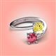 4 - Jianna 6.00 mm Cushion Lab Created Yellow Sapphire and Round Pink Tourmaline 2 Stone Promise Ring 