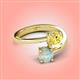 4 - Jianna 6.00 mm Cushion Lab Created Yellow Sapphire and Round Opal 2 Stone Promise Ring 