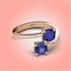 4 - Jianna 6.00 mm Cushion Lab Created Blue Sapphire and Round Iolite 2 Stone Promise Ring 