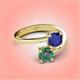 4 - Jianna 6.00 mm Cushion Lab Created Blue Sapphire and Round Lab Created Alexandrite 2 Stone Promise Ring 