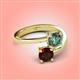 4 - Jianna 6.00 mm Cushion Lab Created Alexandrite and Round Red Garnet 2 Stone Promise Ring 