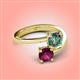 4 - Jianna 6.00 mm Cushion Lab Created Alexandrite and Round Rhodolite Garnet 2 Stone Promise Ring 