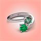 4 - Jianna 6.00 mm Cushion Lab Created Alexandrite and Round Emerald 2 Stone Promise Ring 