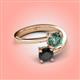 4 - Jianna 6.00 mm Cushion Lab Created Alexandrite and Round Black Diamond 2 Stone Promise Ring 